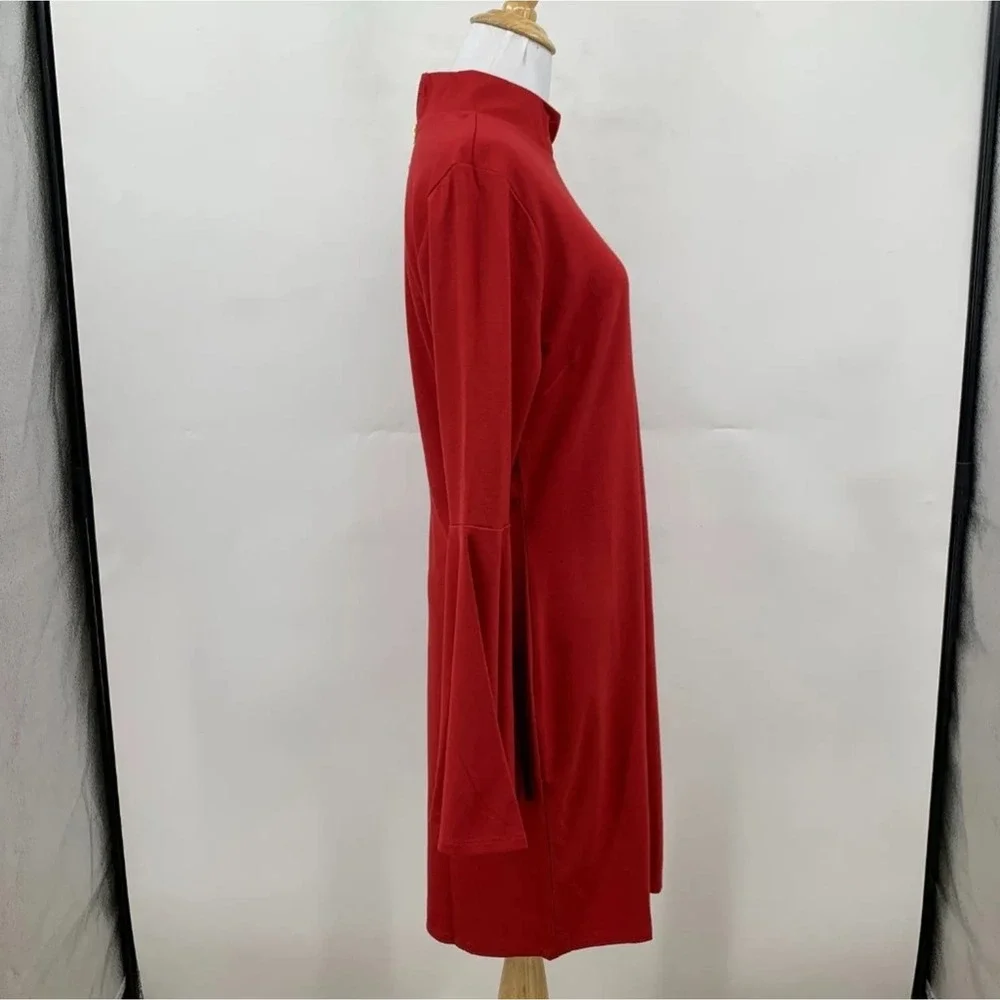 Venus Long Bell Sleeve Mock Neck‎ Zip Back Bodycon Sheath Dress Size Large